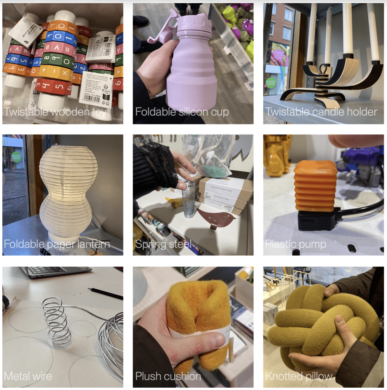 Material samples that change shape when manipulated